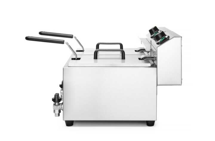 Fritadeira profunda  com torneira de drenagem, 2 × 8 l, 16L, 230V/7000W, 610x515x(H)369mm