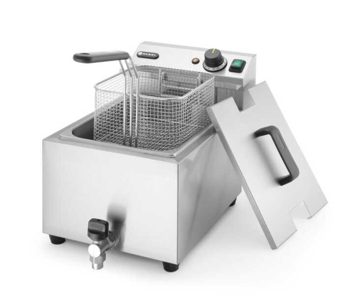 Fritadeira profunda  com torneira de drenagem, 8 l, 8L, Cinzento-claro, 230V/3500W, 305x515x(H)354mm