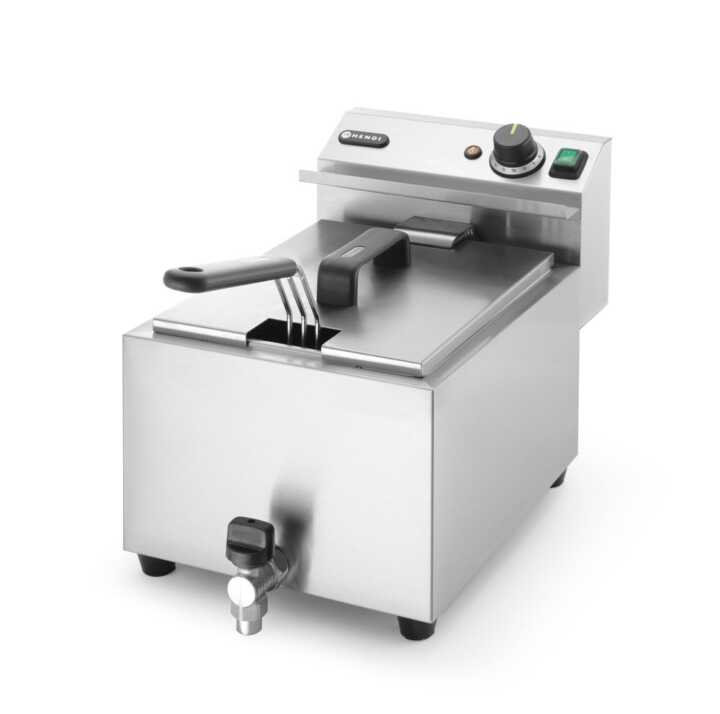 Fritadeira profunda  com torneira de drenagem, 8 l, 8L, Cinzento-claro, 230V/3500W, 305x515x(H)354mm