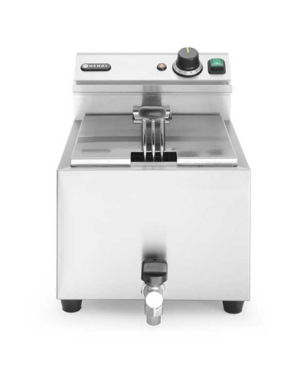Fritadeira profunda  com torneira de drenagem, 8 l, 8L, Cinzento-claro, 230V/3500W, 305x515x(H)354mm