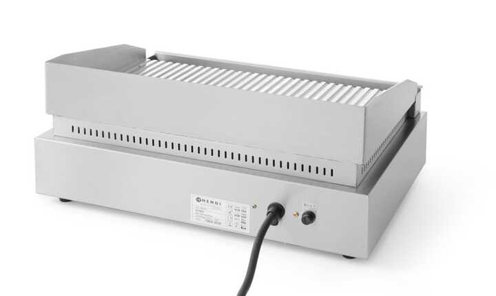 Grelhador com nervuras, totalmente canelado, 230V/2400W, 550x435x(H)245mm