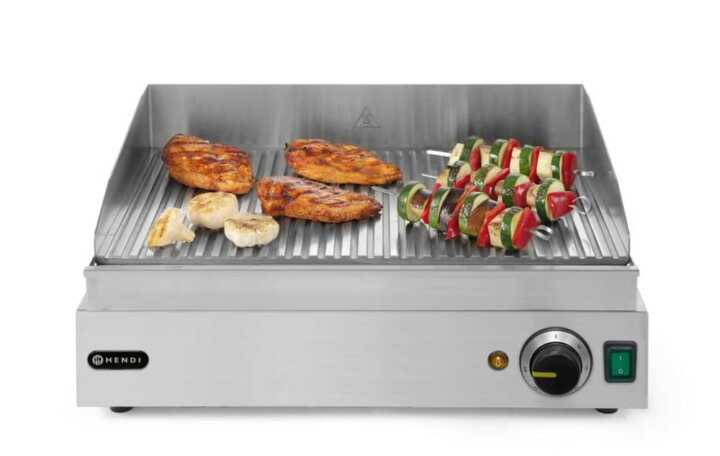 Grelhador com nervuras, totalmente canelado, 230V/2400W, 550x435x(H)245mm
