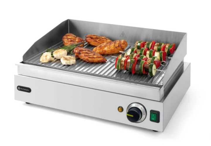 Grelhador com nervuras, totalmente canelado, 230V/2400W, 550x435x(H)245mm