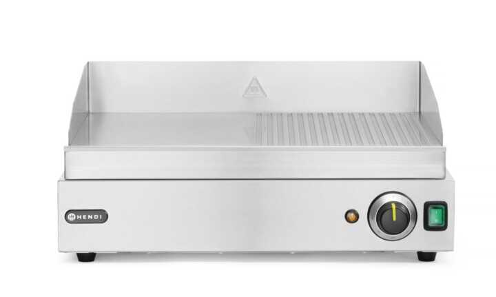Grelha com metade da superfície canelada, 1/2 plano, 1/2 canelado, 230V/2400W, 550x435x(H)245mm