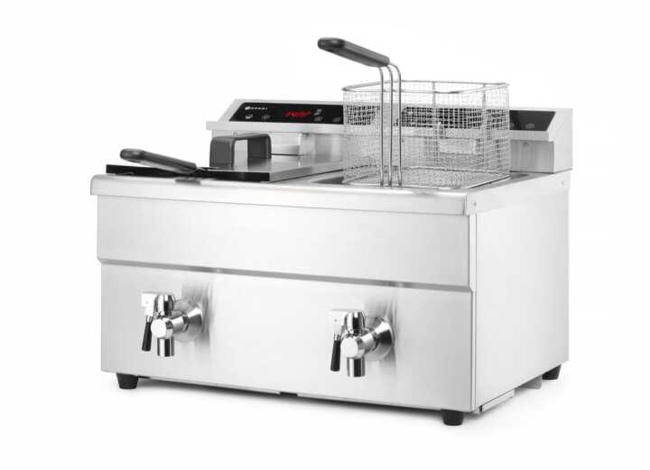Fritadeira de indução com torneira de drenagem – 2 x 8 L, 16L, 230V/7000W, 577x609x(H)410mm