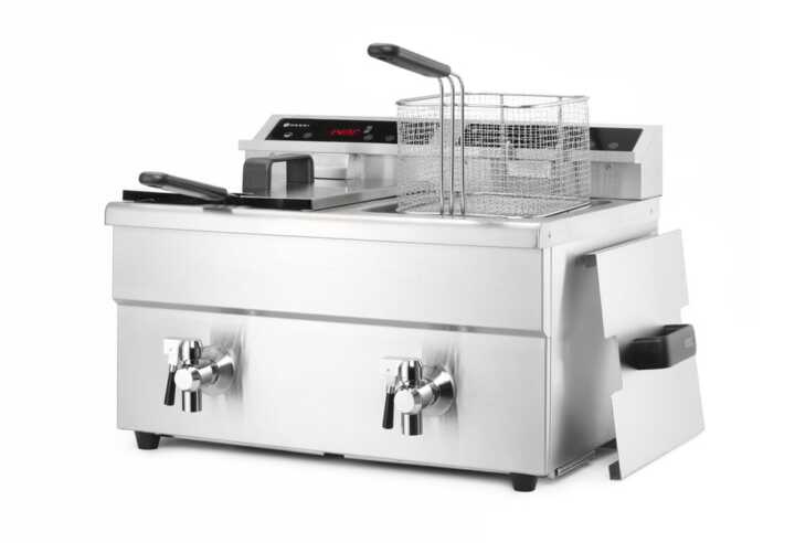 Fritadeira de indução com torneira de drenagem – 2 x 8 L, 16L, 230V/7000W, 577x609x(H)410mm