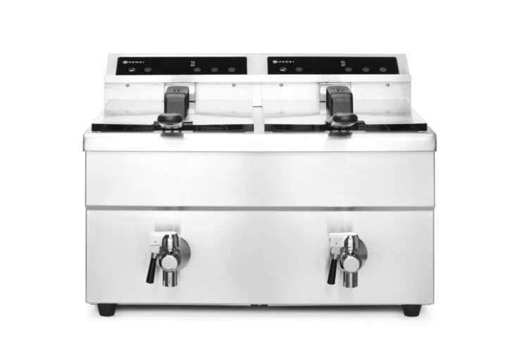 Fritadeira de indução com torneira de drenagem – 2 x 8 L, 16L, 230V/7000W, 577x609x(H)410mm