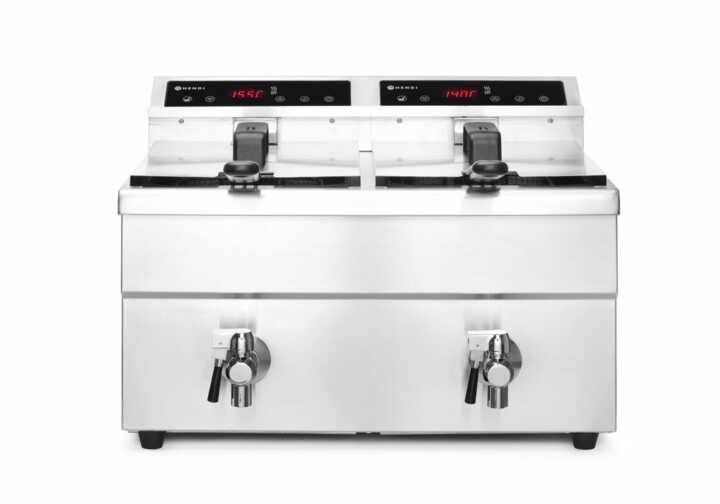 Fritadeira de indução com torneira de drenagem – 2 x 8 L, 16L, 230V/7000W, 577x609x(H)410mm