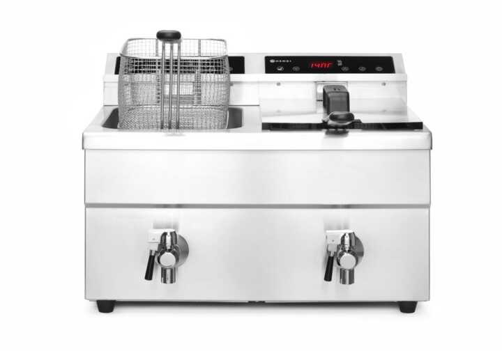 Fritadeira de indução com torneira de drenagem – 2 x 8 L, 16L, 230V/7000W, 577x609x(H)410mm