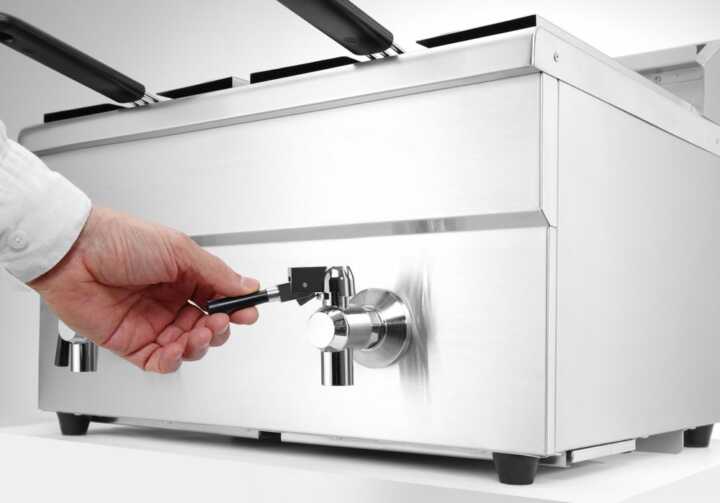 Fritadeira de indução com torneira de drenagem – 2 x 8 L, 16L, 230V/7000W, 577x609x(H)410mm