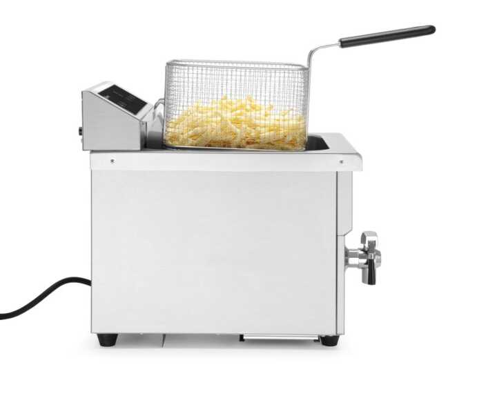 Fritadeira de indução com torneira de drenagem – 8 L, 8L, Cinzento-claro, 230V/3500W, 288x619x(H)408mm