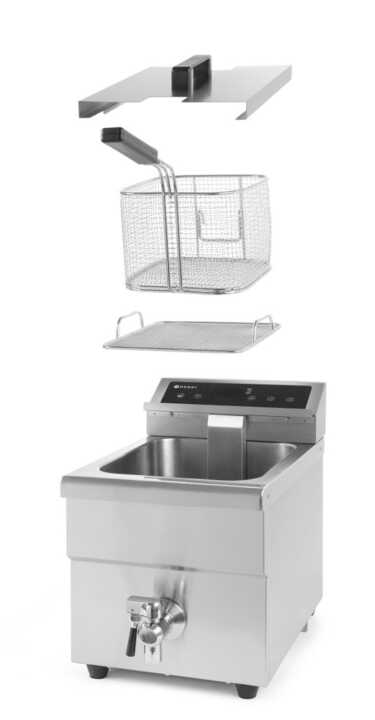 Fritadeira de indução com torneira de drenagem – 8 L, 8L, Cinzento-claro, 230V/3500W, 288x619x(H)408mm