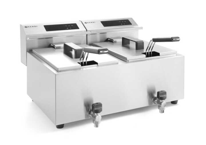 Fritadeira digital  com torneira de drenagem – 2 x 8 L, 16L, 230V/7000W, 605x515x(H)350mm