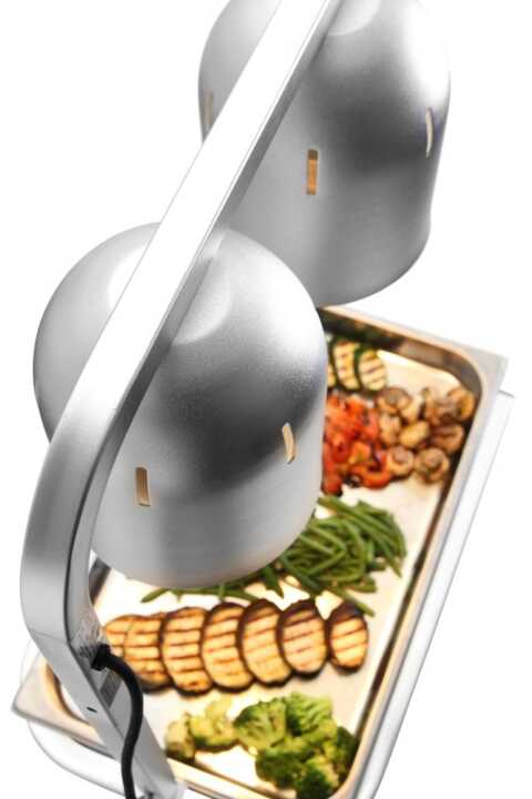 Suporte com 2 lâmpadas de infravermelhos para aquecer alimentos, Preto, 230V/250W, 500x352x(H)578mm