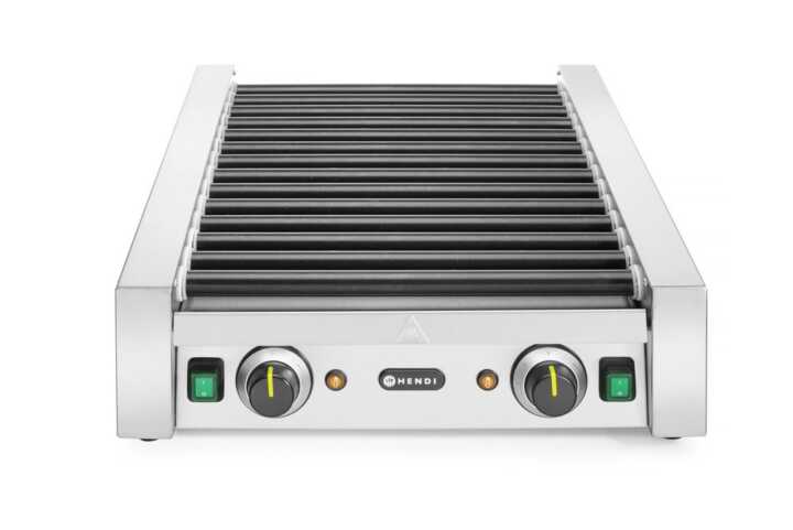 Grelhador de salsichas rotativo - duas zonas, 14 rolos, 230V/1480W, 520x650x(H)176mm
