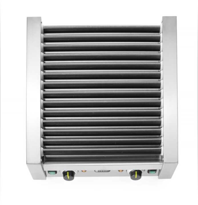 Grelhador de salsichas rotativo - duas zonas, 14 rolos, 230V/1480W, 520x650x(H)176mm