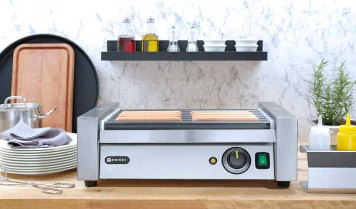 Grelhador de salsichas rotativo - uma zona, 7 rolos, 230V/740W, 525x365x(H)176mm