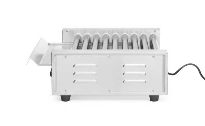 Grelhador de salsichas rotativo - uma zona, 9 rolos, 230V/940W, 520x425x(H)175mm