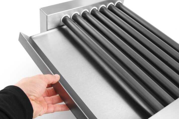 Grelhador de salsichas rotativo - uma zona, 9 rolos, 230V/940W, 520x425x(H)175mm