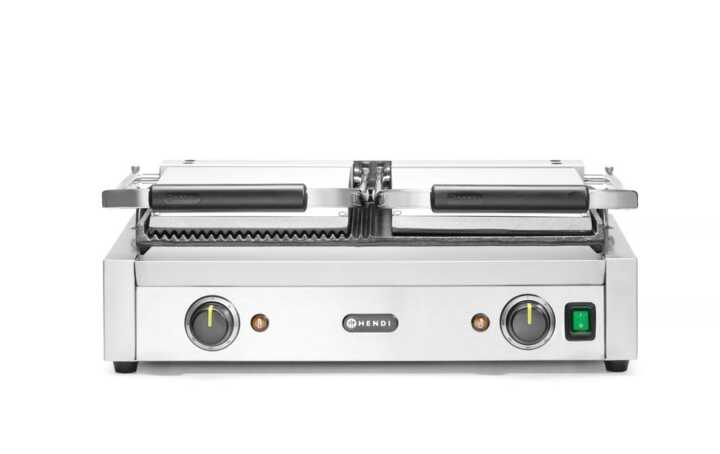 Grelha de contacto - versão dupla, metade lisa, metade canelada, 230V/3600W, 575x430x(H)510mm