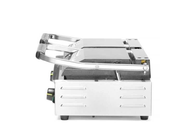 Grelha de contacto - versão dupla, metade lisa, metade canelada, 230V/3600W, 575x430x(H)510mm