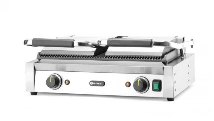 Grelha de contacto - versão dupla, fundo e parte superior canelados, 230V/3600W, 570x395x(H)510mm