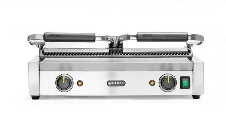 Grelha de contacto - versão dupla, fundo e parte superior canelados, 230V/3600W, 570x395x(H)510mm