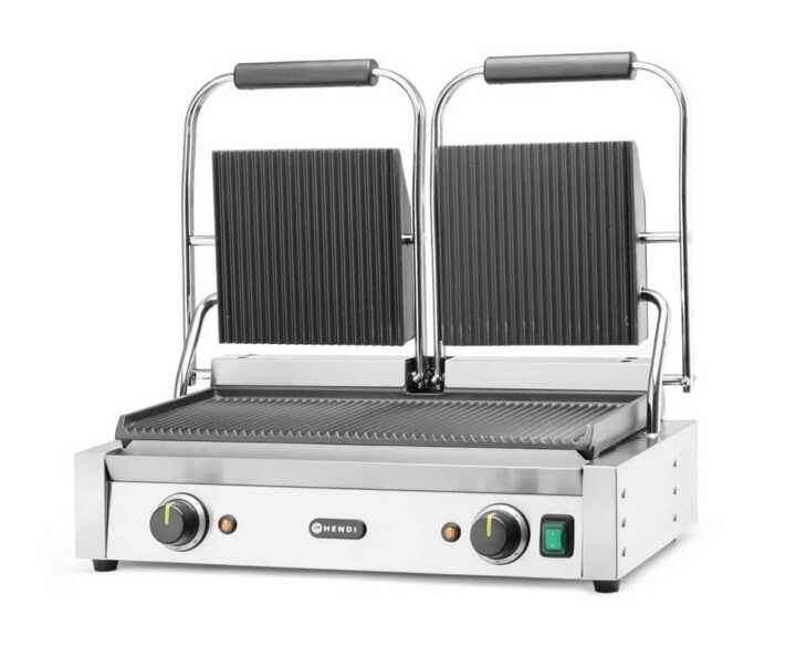 Grelha de contacto - versão dupla, fundo e parte superior canelados, 230V/3600W, 570x395x(H)510mm