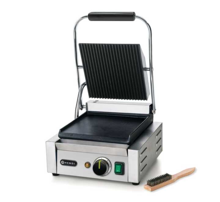 Grelha de contacto - versão simples, parte superior canelada e fundo liso, 230V/1800W, 310x400x(H)510mm