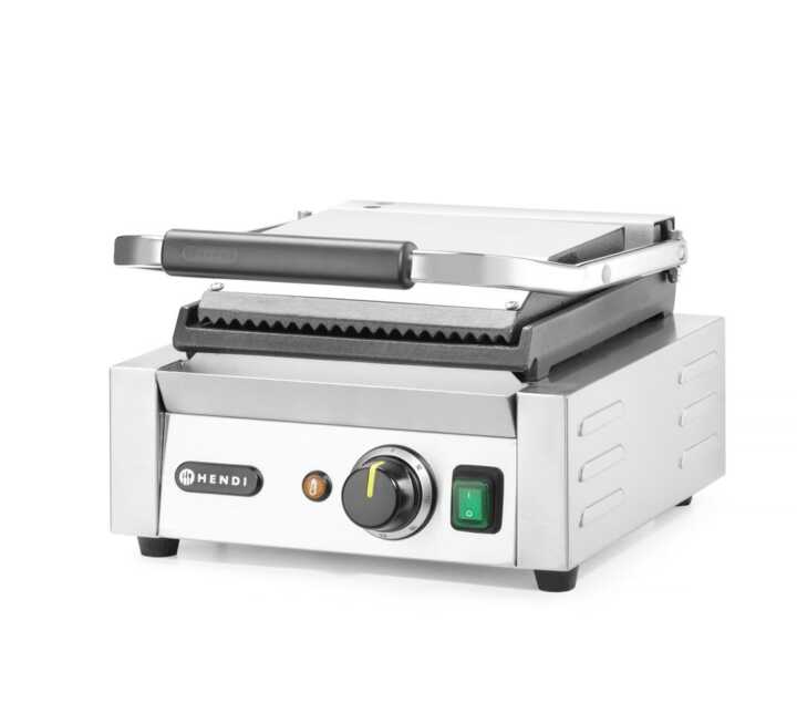 Grelha de contacto - versão simples, parte superior canelada e fundo liso, 230V/1800W, 310x400x(H)510mm