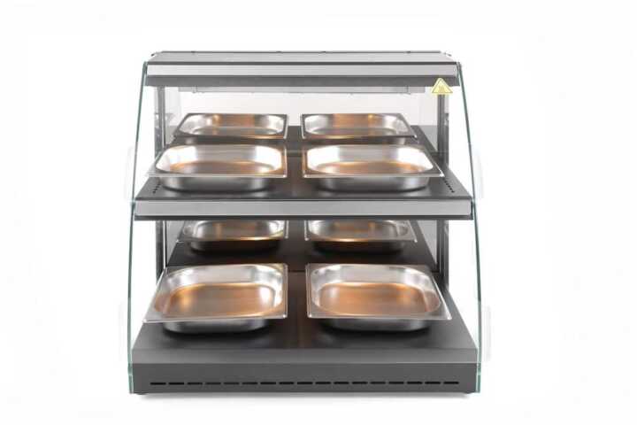 Expositor de bancada aquecido a quartzo, 230V/560W, 650x485x(H)630mm