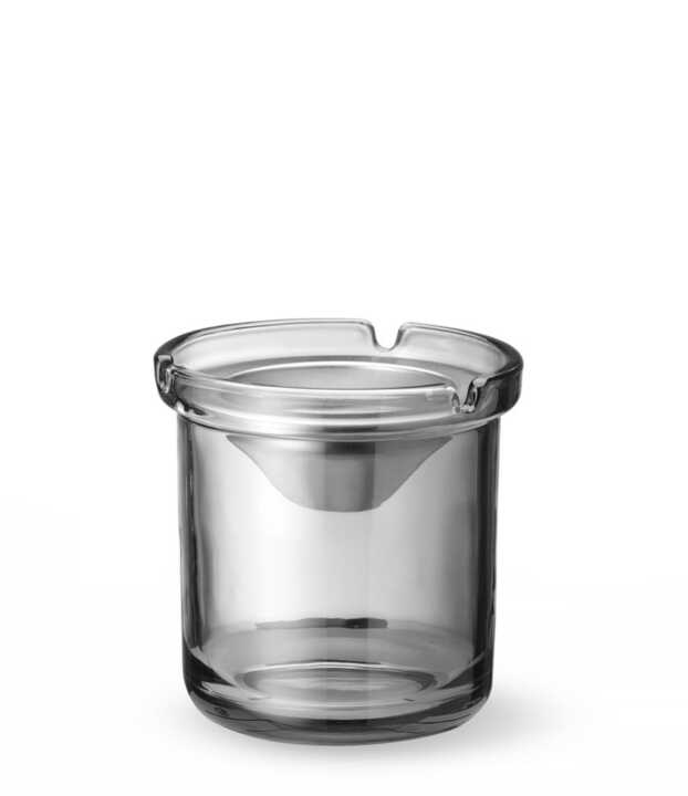 Cinzeiro de vidro com funil de aço, ø98x(H)99mm