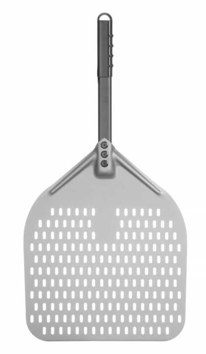 Pá para pizza com pega curta, quadrada, perfurada, 350x710mm