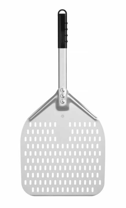 Pá para pizza com pega curta, quadrada, perfurada, 350x710mm