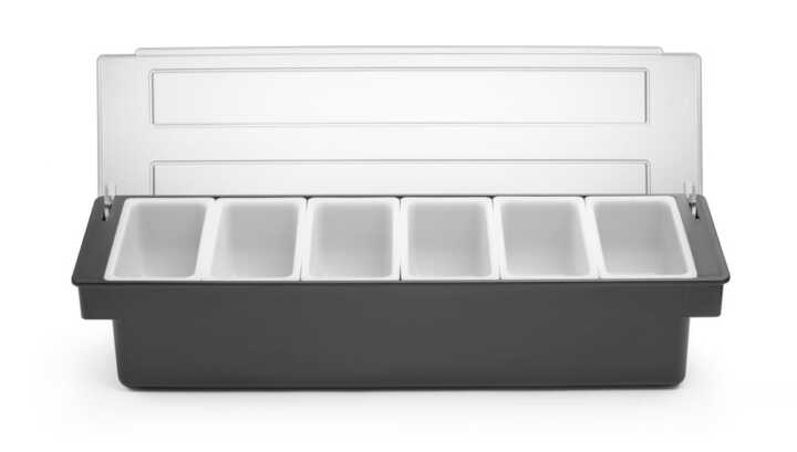 Caixa para ingredientes - 6 compartimentos, 480x150x(H)100mm