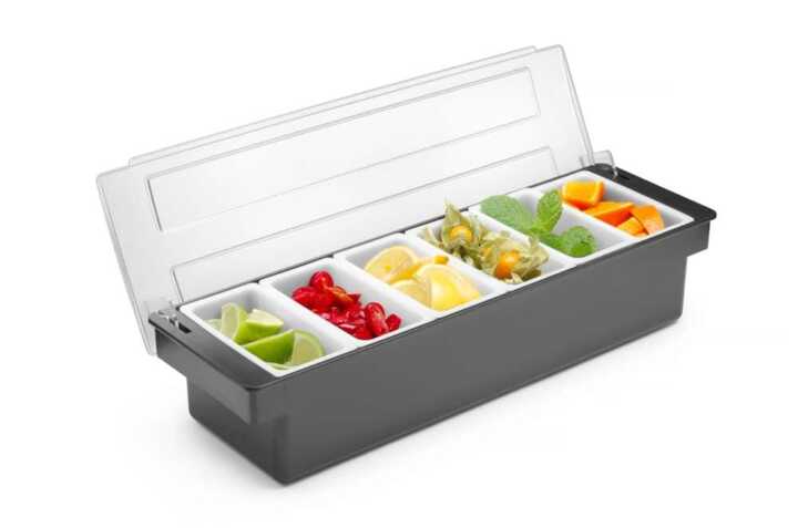 Caixa para ingredientes - 6 compartimentos, 480x150x(H)100mm