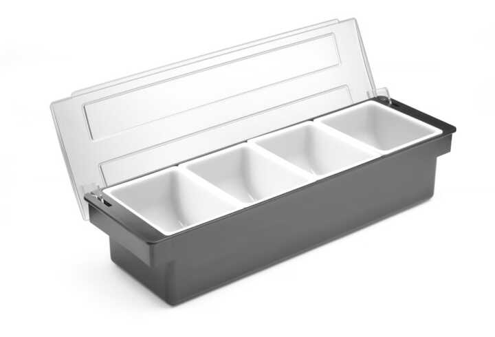 Caixa para ingredientes - 4 compartimentos, 480x150x(H)100mm