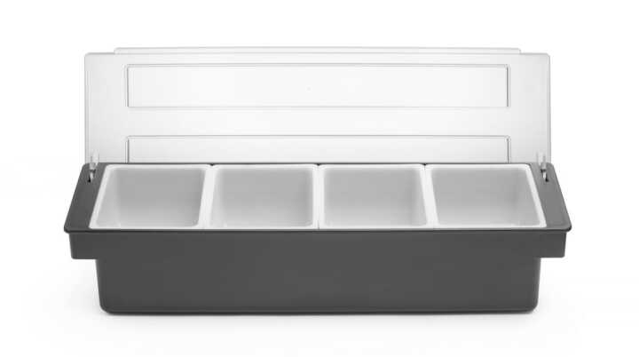 Caixa para ingredientes - 4 compartimentos, 480x150x(H)100mm