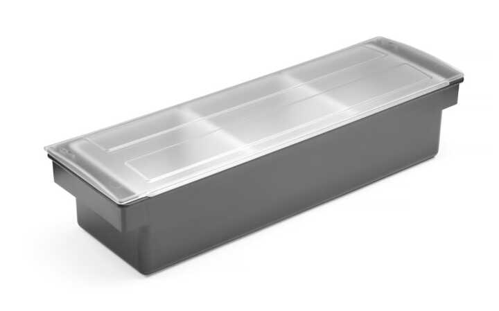 Caixa para ingredientes - 3 compartimentos, Preto, 480x150x(H)100mm