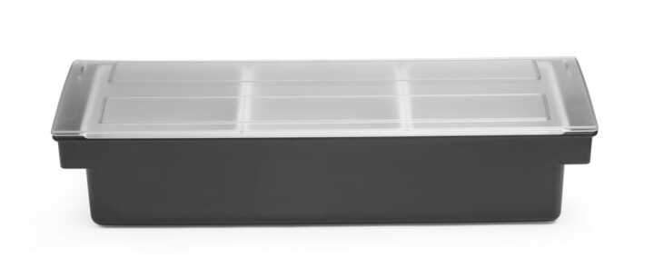 Caixa para ingredientes - 3 compartimentos, Preto, 480x150x(H)100mm
