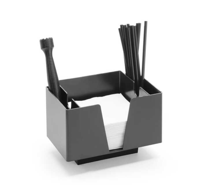 Suporte para guardanapos com 3 compartimentos, Preto, 193x143x(H)136mm