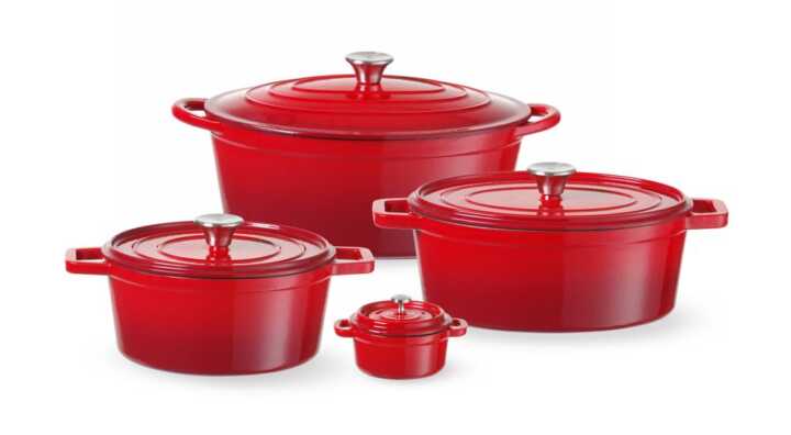 Caçarola de ferro fundido esmaltado, 4,4L, Vermelho, 365x290x(H)115mm