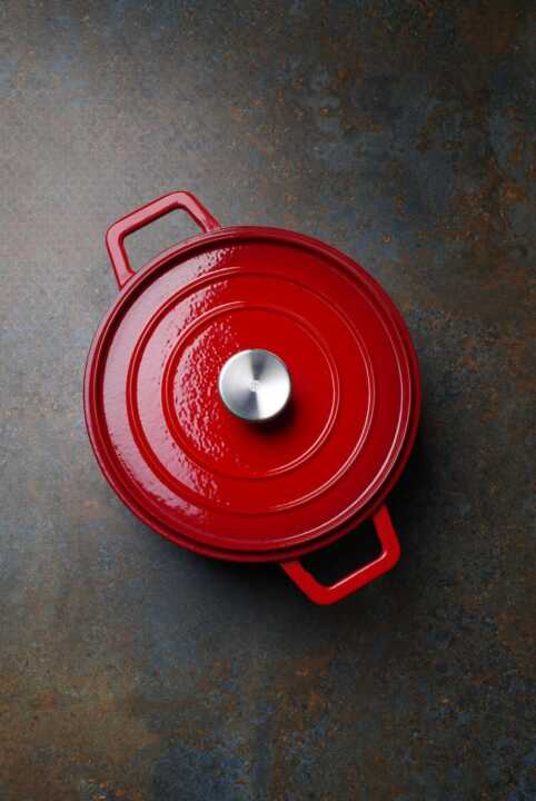 Caçarola de ferro fundido esmaltado, 3,7L, Vermelho, 317x240x(H)105mm