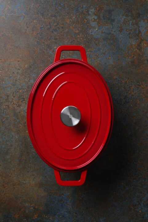 Caçarola de ferro fundido esmaltado, 4,4L, Vermelho, 365x290x(H)115mm