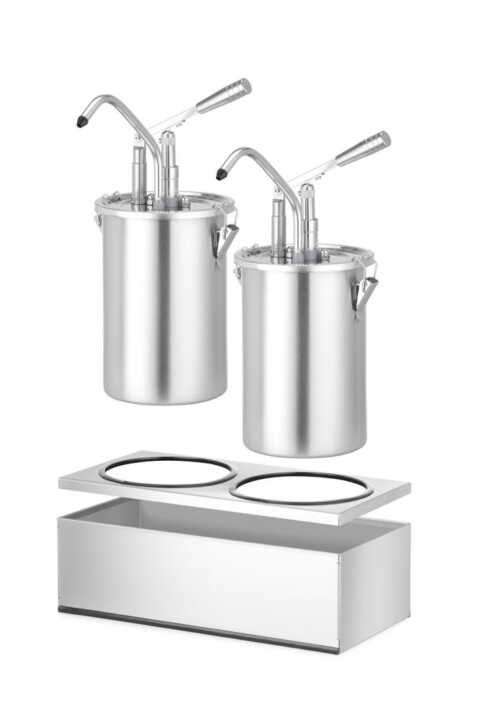 Conjunto de 2 recipientes para molhos em aço inoxidável com dispensador, 9L, 400x200x(H)440mm