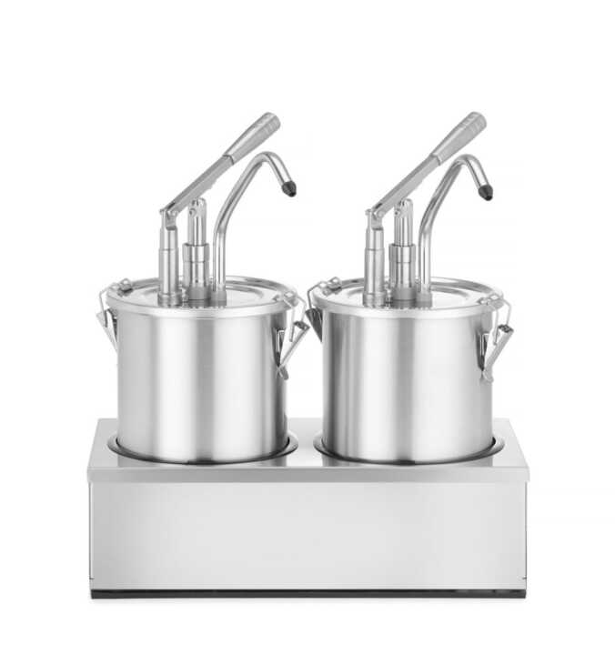Conjunto de 2 recipientes para molhos em aço inoxidável com dispensador, 9L, 400x200x(H)440mm