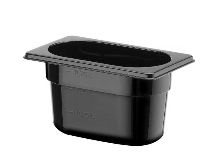 Recipiente Gastronorm 1/9, GN 1/9, 1L, Preto, 176x108x(H)100mm