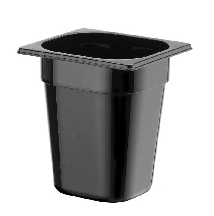 Recipiente Gastronorm 1/6, GN 1/6, 2,4L, Preto, 176x162x(H)150mm