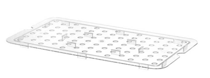 Prateleira perfurada para recipientes GN em policarbonato, GN 1/3, Transparente, 266x116mm