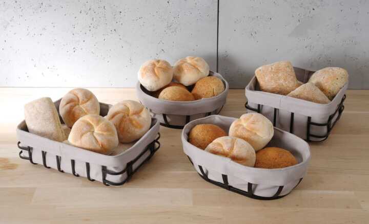 Cesto de pão com saco, redondo, 220x220x(H)80mm